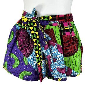 NWT Womens L Trousers Colorful Artsy Shorts Pockets Resort Wear Flowy by D'Iyanu